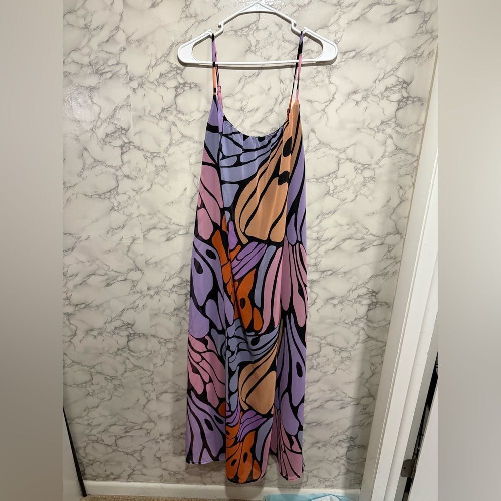 NEW Sam Edelman Butterfly Trapeze Maxi Dress L - Picture 3 of 9